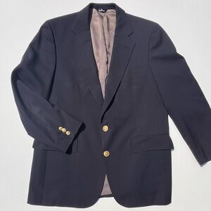 VTG Ralph Lauren Polo University Club Sport Coat Blazer 42R Black Gold Button